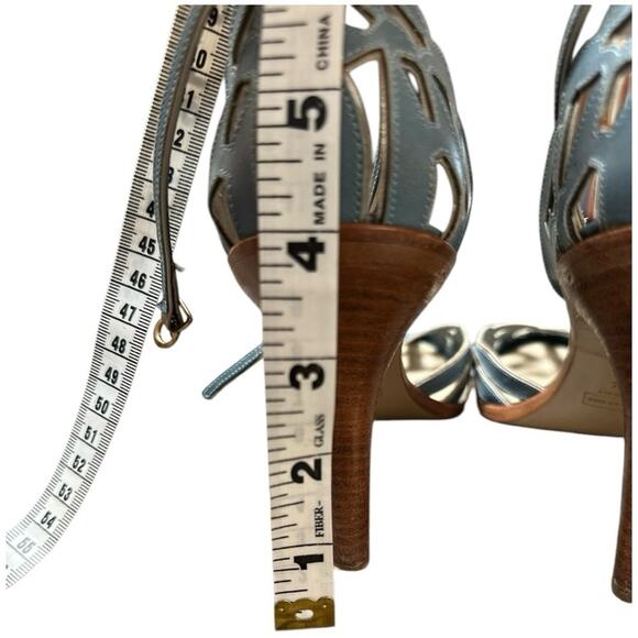 Marc Jacobs Blue Leather D'Orsay Heels with Silver Cutout Ankle Strap Size‎ 39.5 - Picture 6 of 9